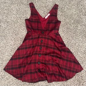 Love Squared Red Plaid Button-Front A-Line Dress
